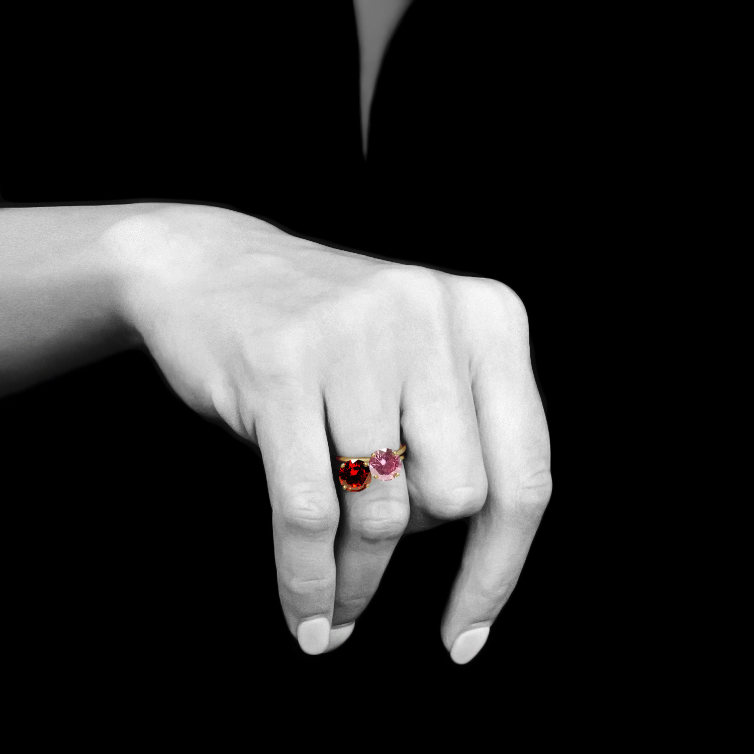 Imperial Red and Baby Pink Rings by Sirconitta Paris