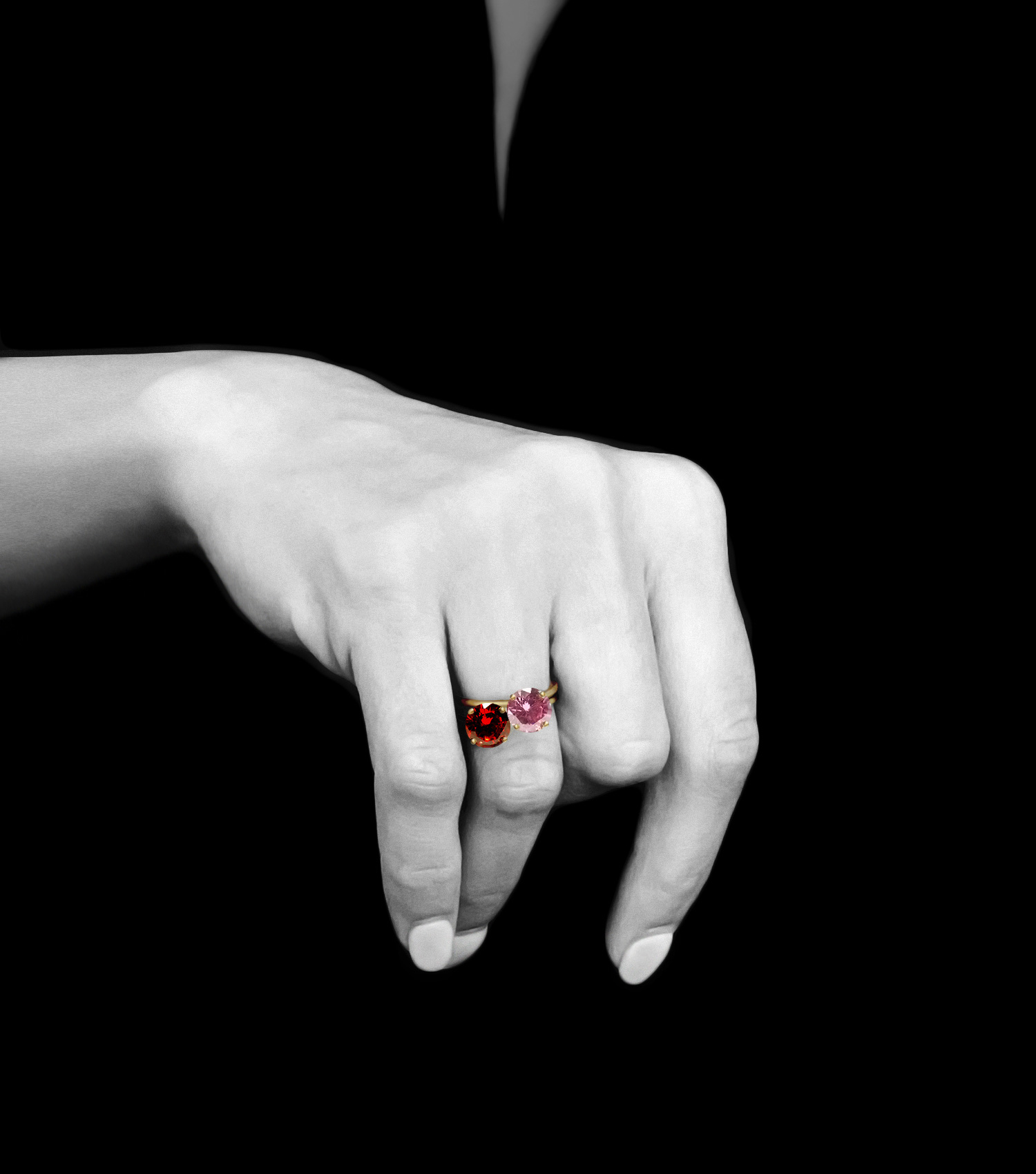 Imperial Red and Baby Pink Rings by Sirconitta Paris