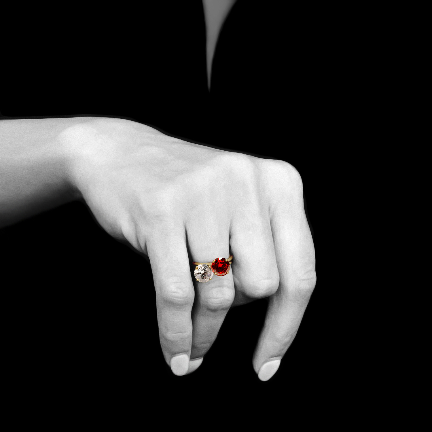 Imperial red and Pure White Sustainable Rings