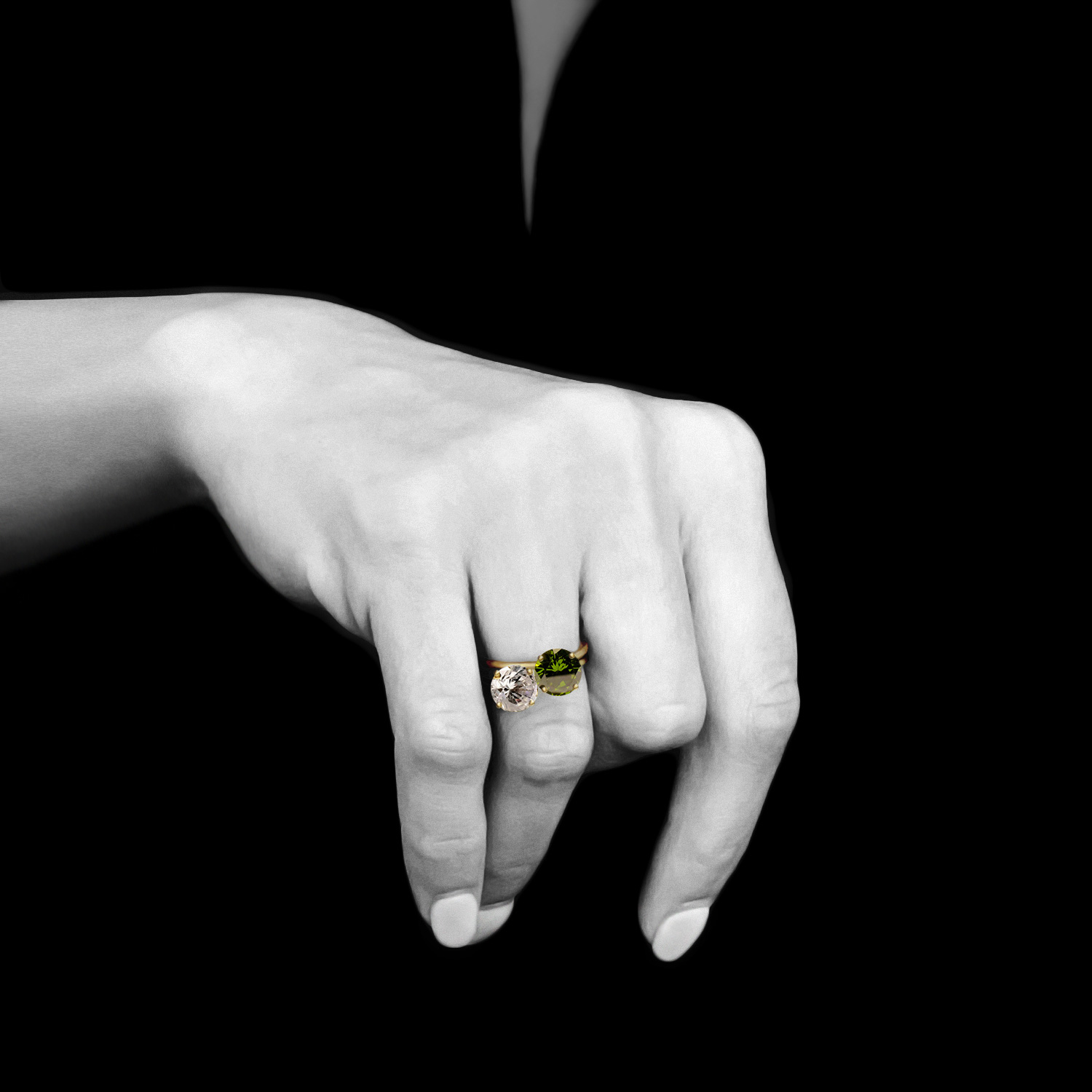 Olive Green and Pure White Sustainable Rings