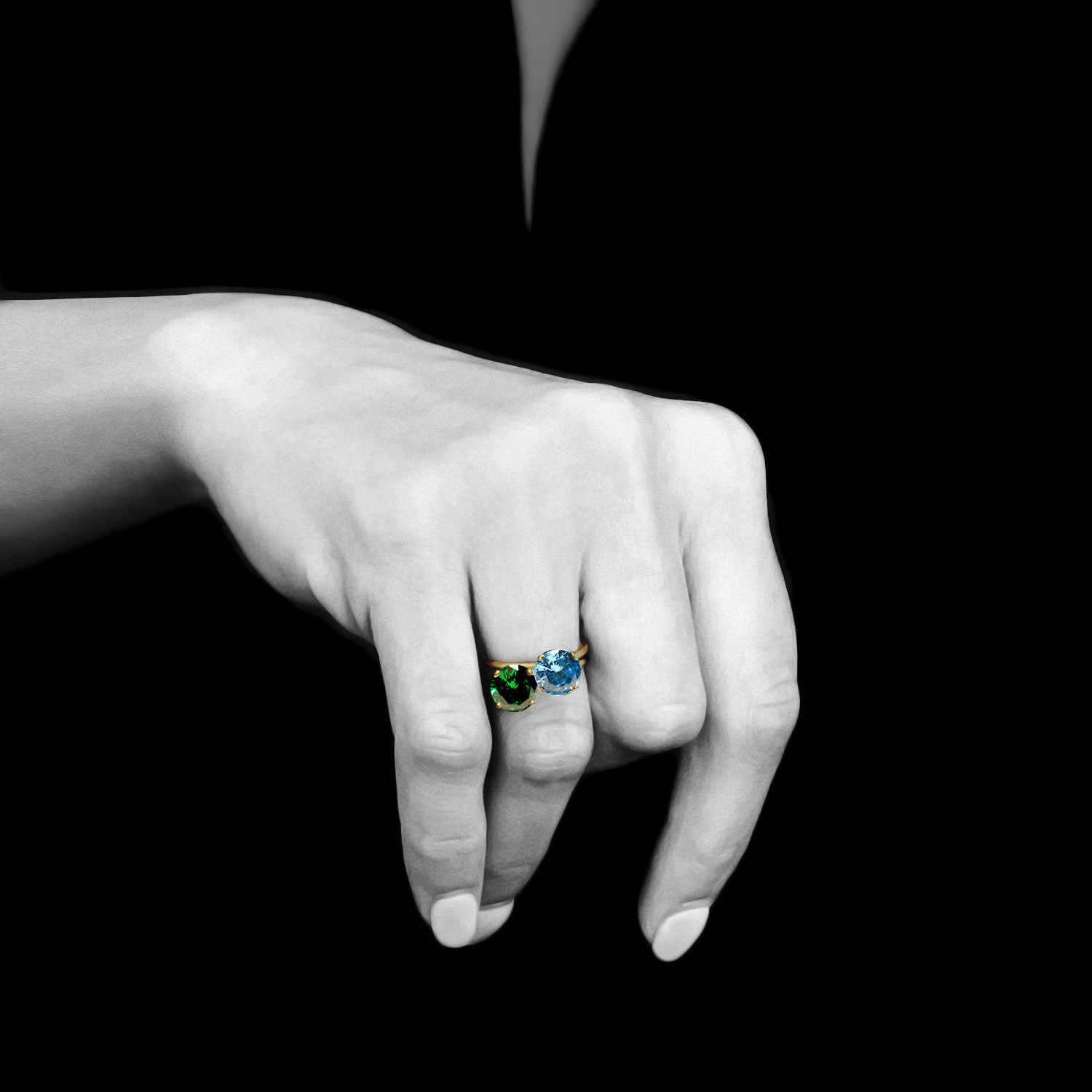 Royal Green and Sky Blue Sustainable Rings