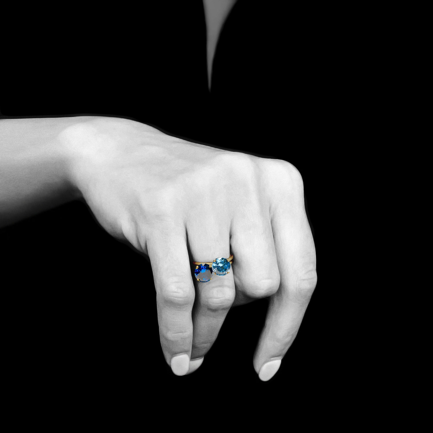 Azure Blue and Sky Blue Sustainable Rings