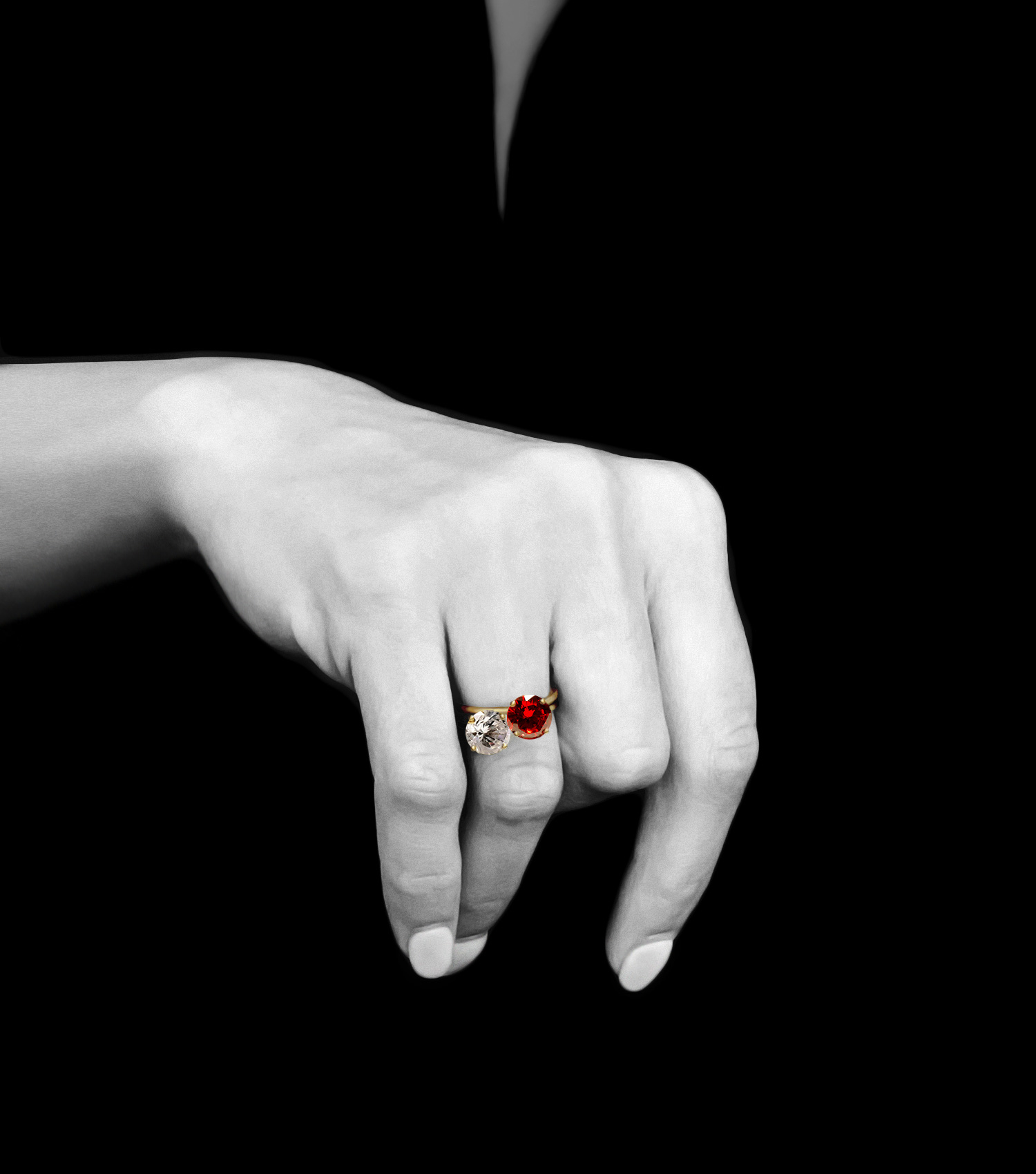 Imperial red and Pure White Sustainable Rings